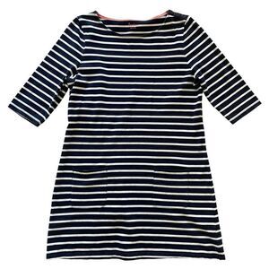 Boden Navy Blue Stripe Nautical Cotton Tshirt Dress Women’s Medium 3/4 Sleeves